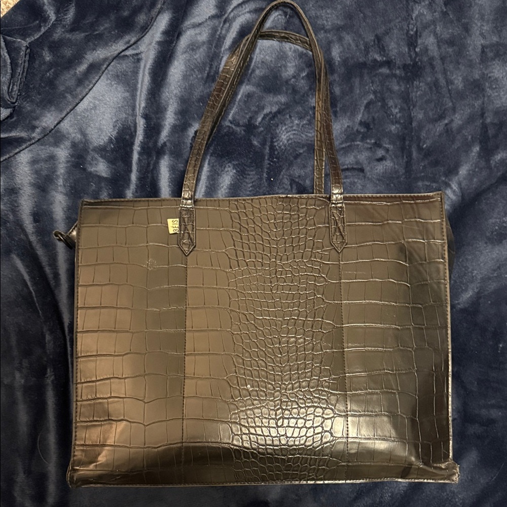 BEIS “The Work Tote” in Black Croc